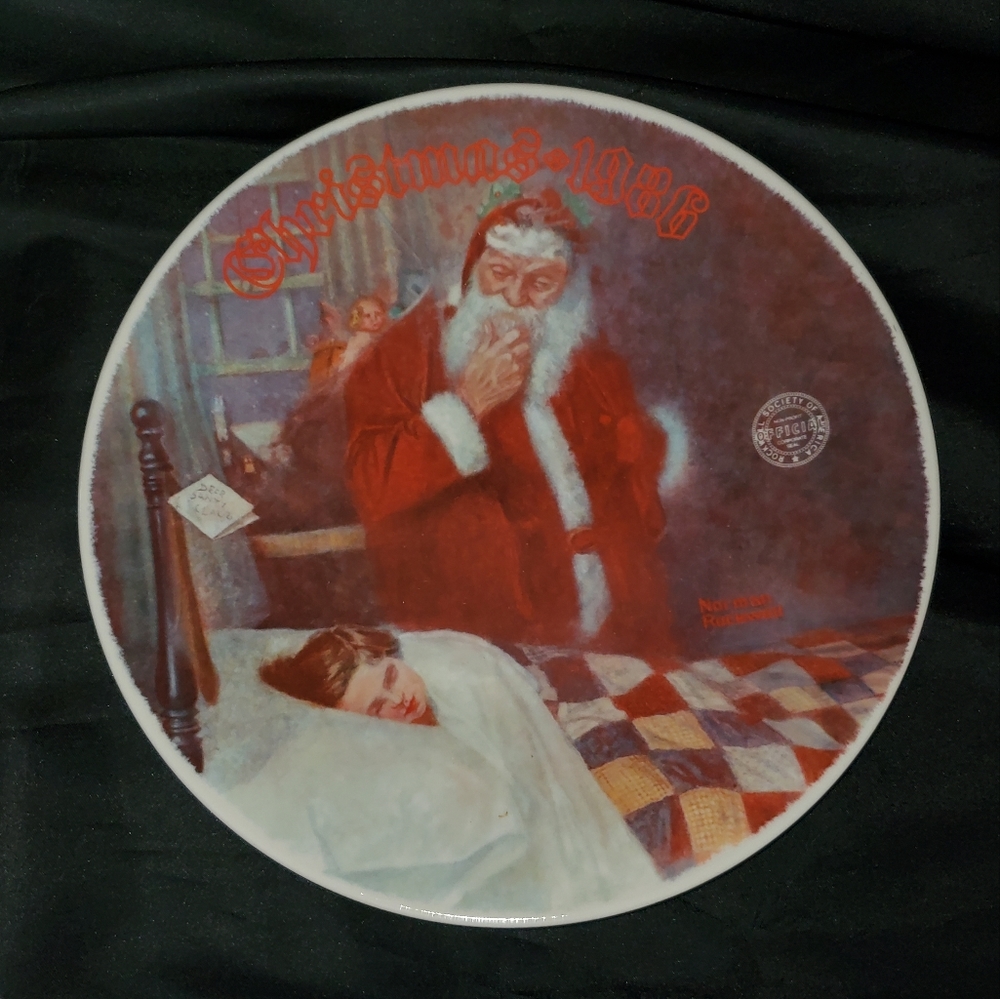 1986 Norman Rockwell Knowles Deer Santy Claus Plate